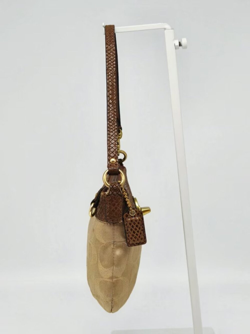 Coach Signature C Canvas Mini Shoulder Bag Brown Leather Turnlock Y2K Vintage - Picture 9 of 13